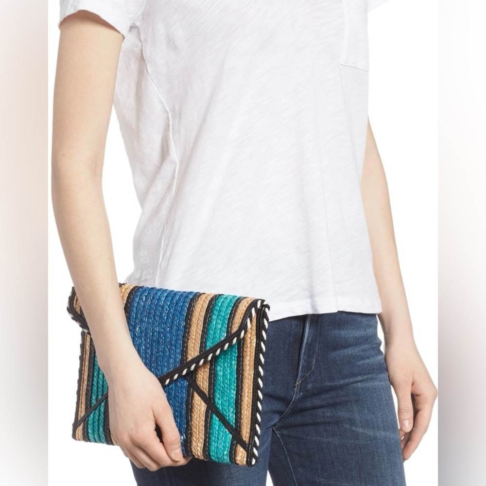 Rebecca Minkoff Leo Woven Straw Envelope Clutch